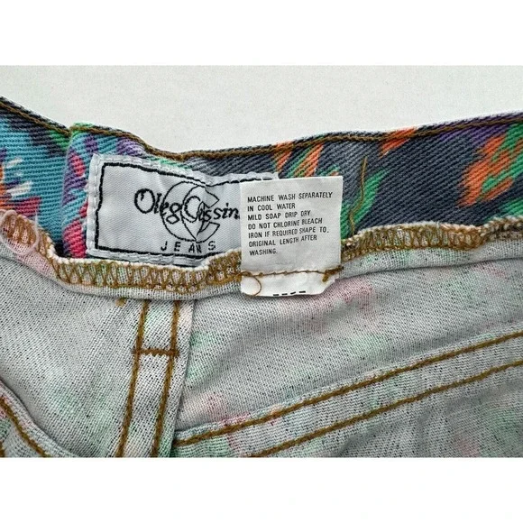 Vtg Oleg Cassani Denim Floral Shorts High Waist 90’s Hippie Size 14 Boho Barbie‍ - Picture 10 of 13
